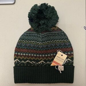 Beanie Unisex Green Patterned Pom-Pom  by Marine Layer